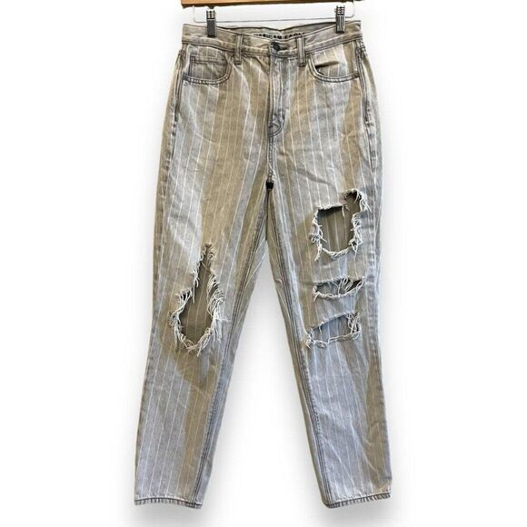 American Eagle Pinstripes Ripped Distressed Jeans - Picture 1 of 6